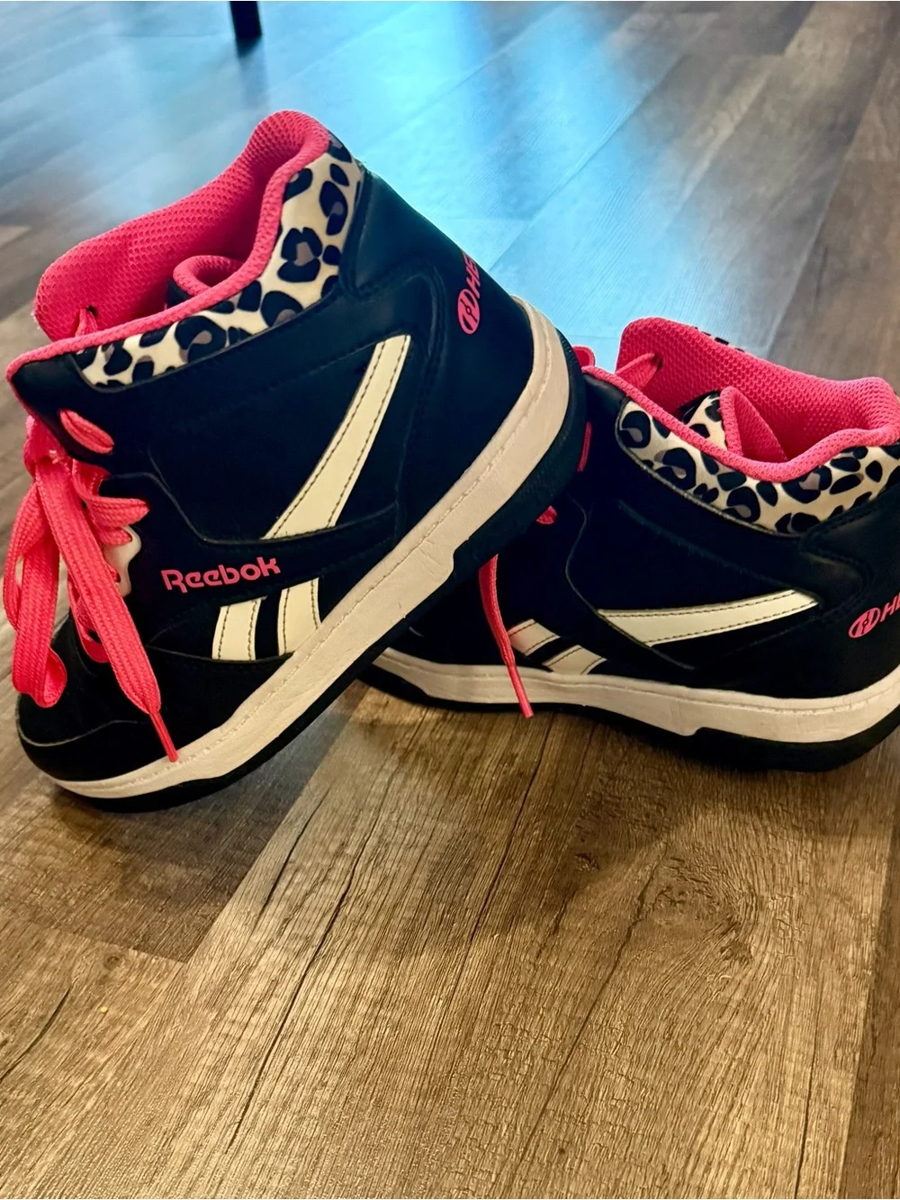 Reebok Black & Hot Pink Mid-Top Heelys with White Accents